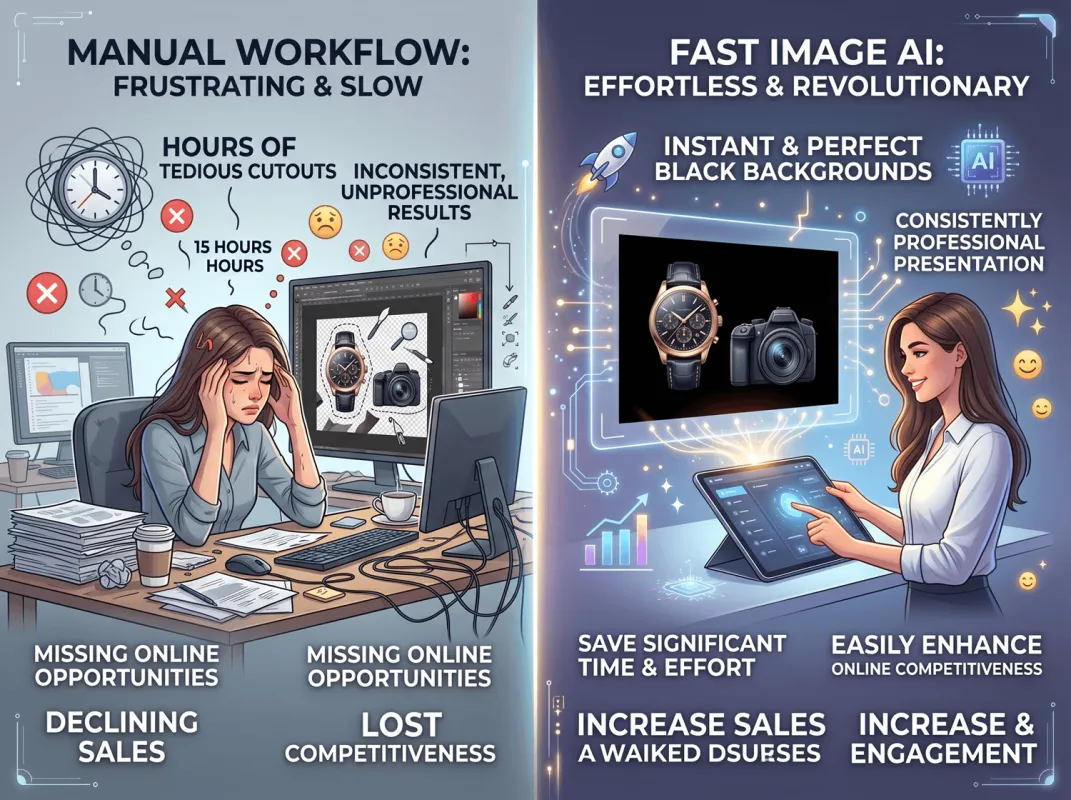 告别手动抠图 - Fast Image AI 批量生成电商标准黑底商品图