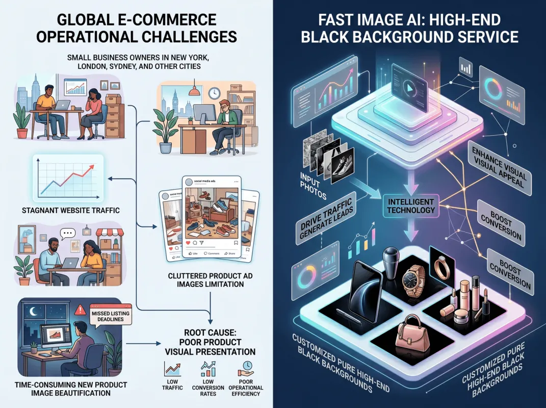 跨境平台商品图美化 - Fast Image AI 定制纯净高级黑底背景